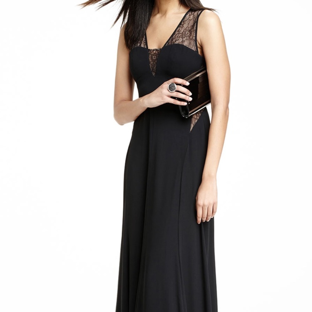 BCBGMAXAZRIA Lace-Insert Knit Maxi Dress, Black